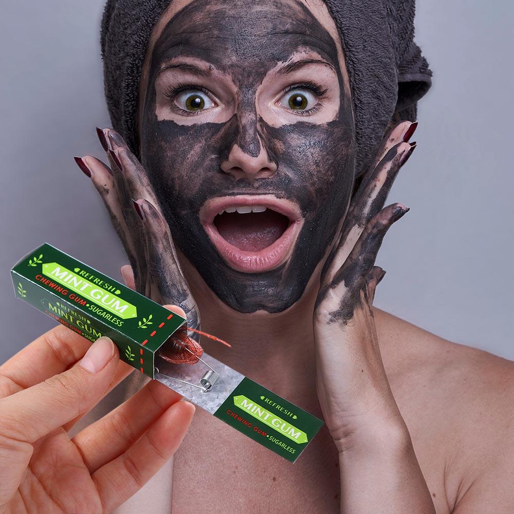 Prank Trick Toy April Fools Day Simulation Fake Chewing Gum Toy Shocking Cockroach Chewing Pull Head Spoof Toys For Children