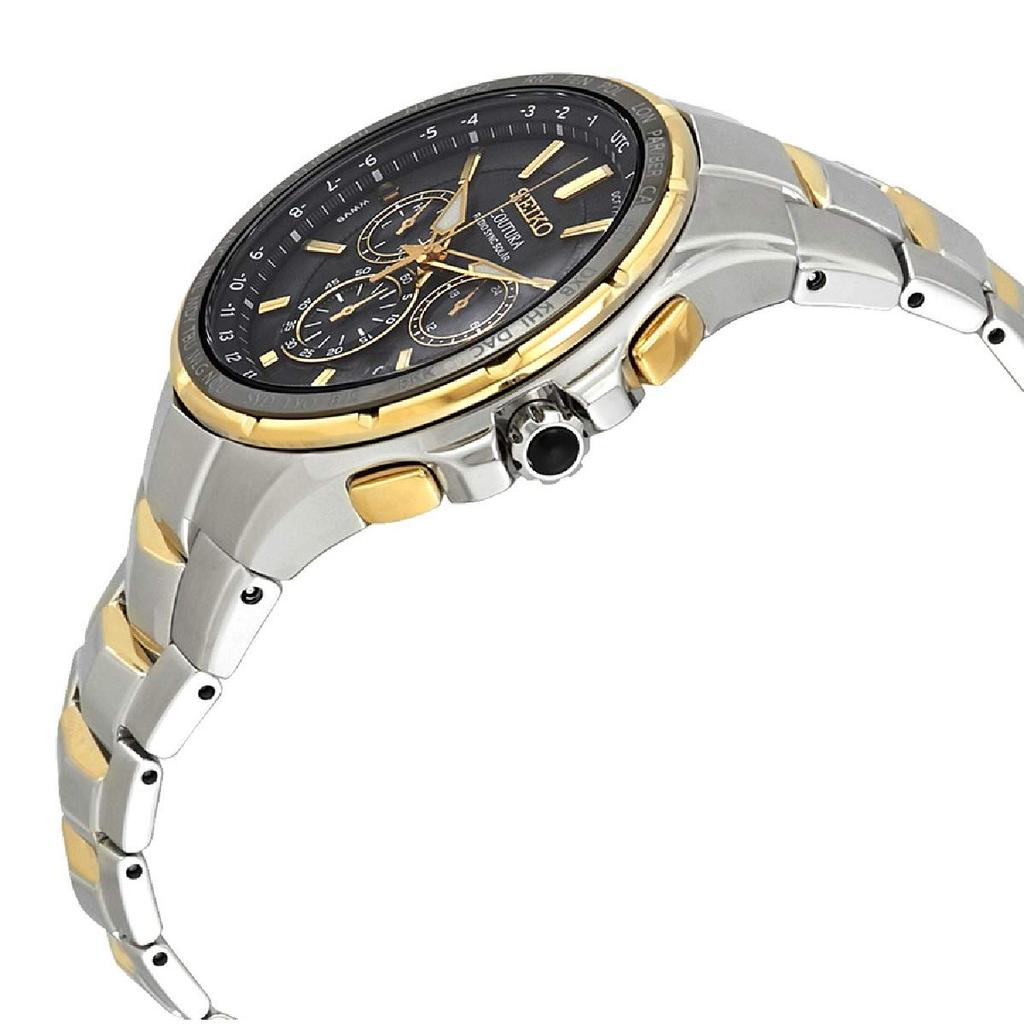 Seiko SSG010 Seiko Solar World Time Импортные Радиоуправляемые Мужские Часы, Двухцветные,