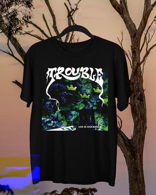 Trouble Band Live In Stockholm Черная футболка из плотного хлопка S-5XL SE809 Унисекс футболка