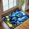 Multiple sizes Blue dragon with glowing flowers Print Carpet Rug for Living Room Bedroom Sofa Doormat Home Decor Non-slip Mat