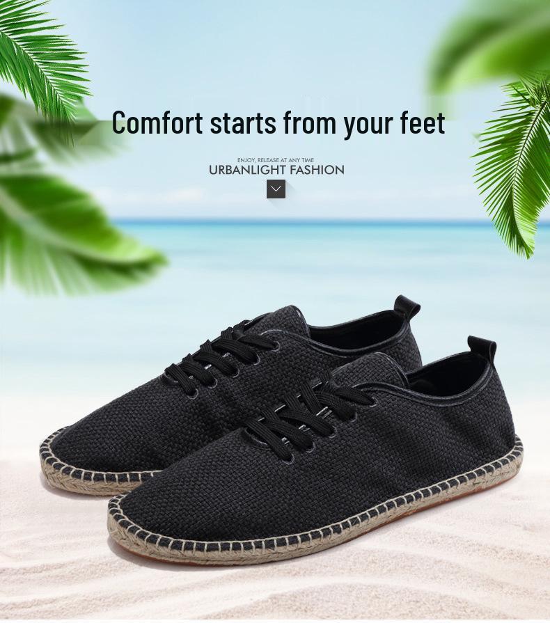Мужские дышащие кеды-слипоны из парусины - Ручная работа, льняные лоферы для вождения