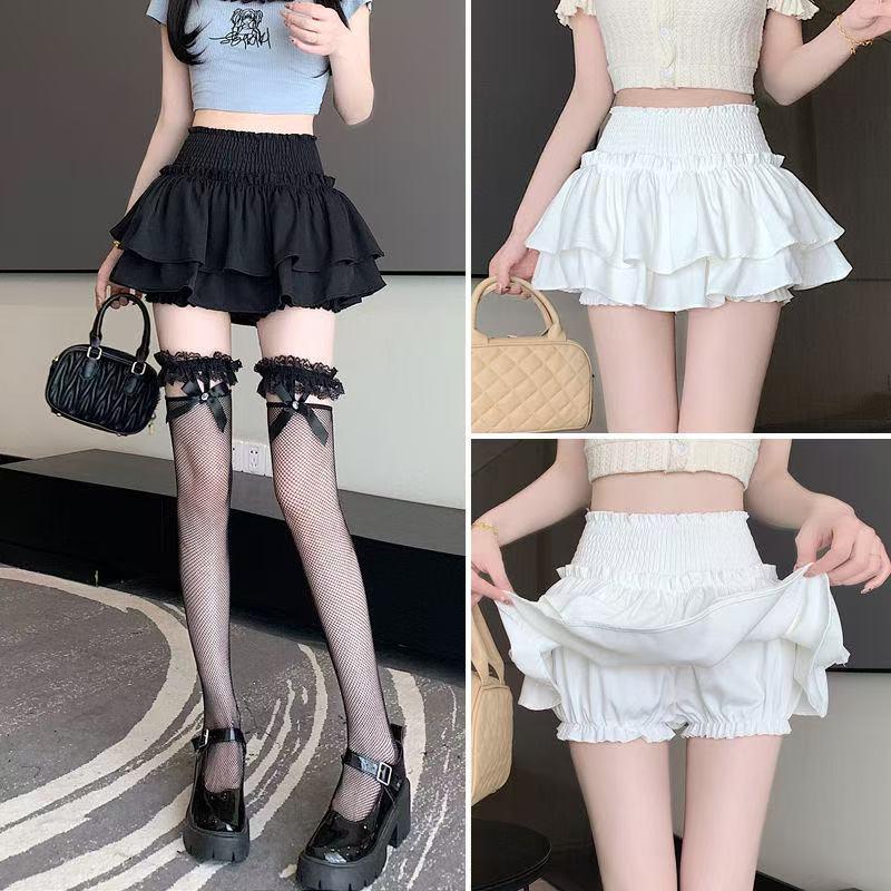 Ballet Style Ruffled Midi Skirt: Women's High Waist A-Line Puff Skort