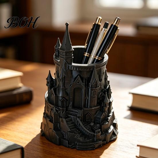 Decorative Pen Holder Castle Shape Holder, 3D Printed Desk Organizer for Pens, Pencils, Pencil Makeup Brushes, Storage Cup Home Office