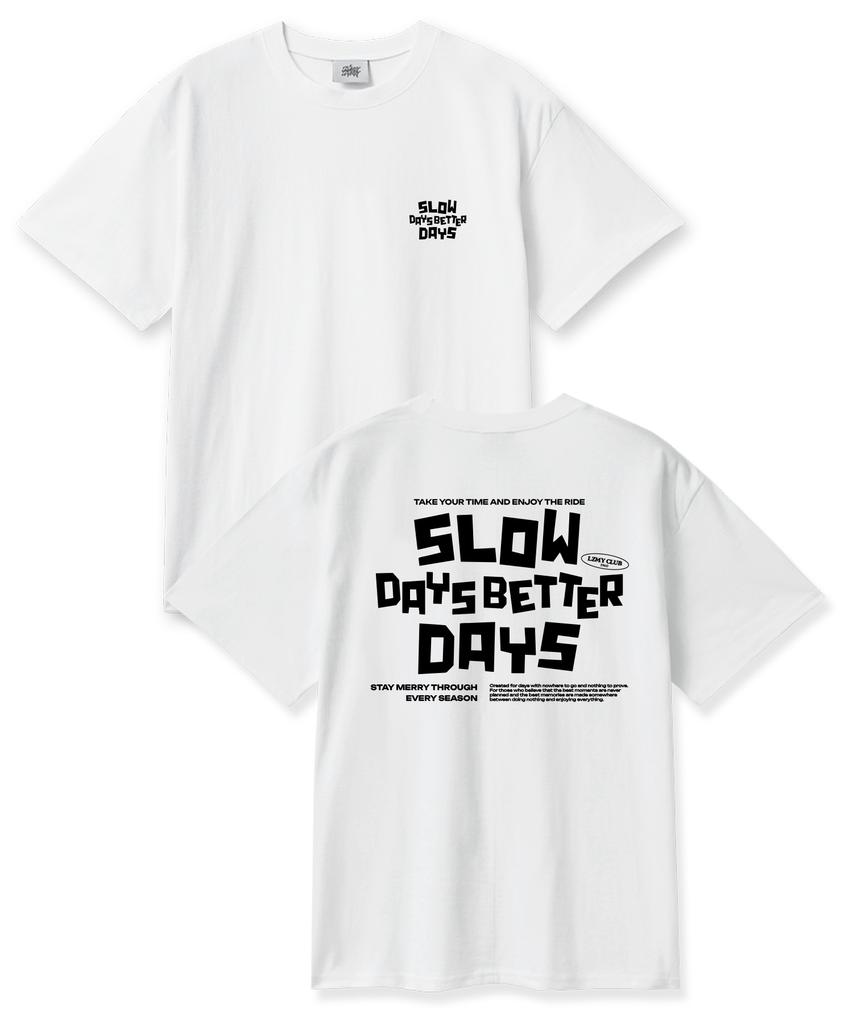 Leijimeli Slow Days 20-Count Cotton Oversized Short Sleeve T-Shirt White