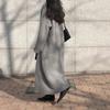 Women's Korean Knee-Length Knit Cardigan - Solid Color, Loose Fit, Plus Size, Autumn/Winter Styles