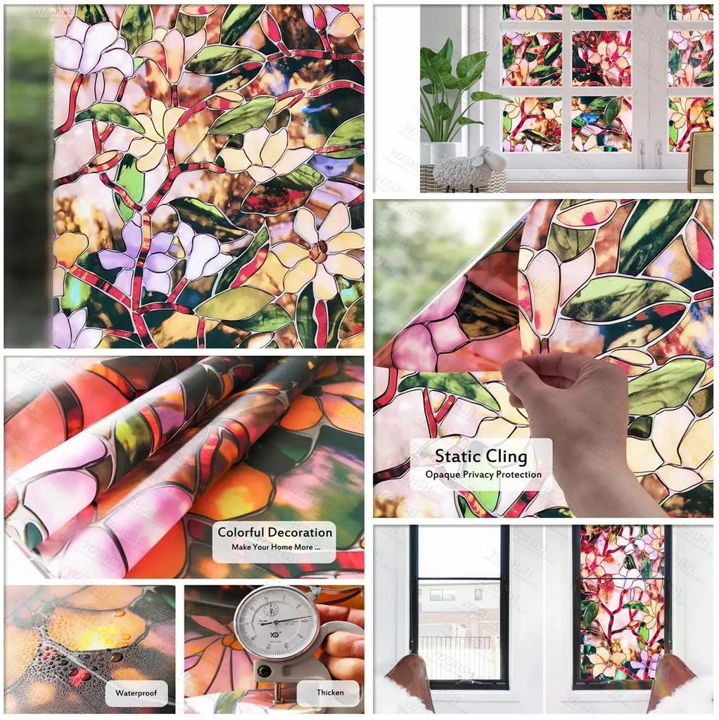 Оконная пленка, конфиденциальная витражная пленка, статическая липкая декоративная виниловая съемная оконная тонировка, УФ-блокирующие наклейки для домашнего офиса