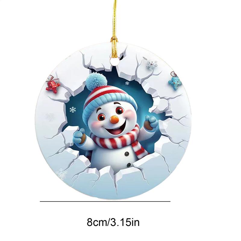 Snowman Ornaments For Christmas Tree Break Through Acrylic Window Ornaments 2D Creative Window Ornaments For Holiday Parties