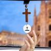 Handmade NFC Bible Cross Pendant Wooden Cross Car Mirror Hanging  Jewelry Gift