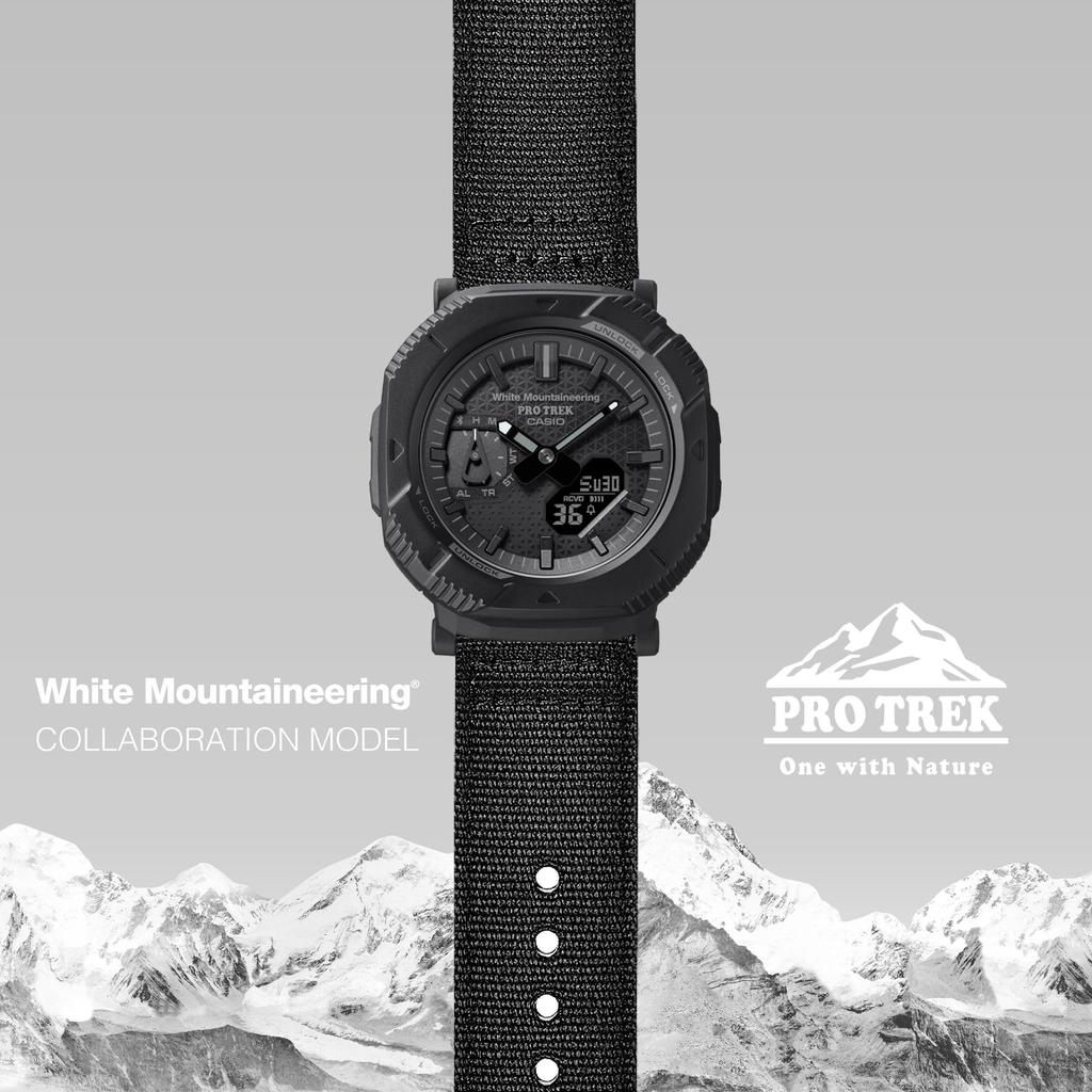 Часы Casio Pro Trek (Официальный японский продукт) Модель-коллаборация White Mountaineering с Bluetooth, Tough Solar, биоматериалами, PRJ-B001WM-1JR