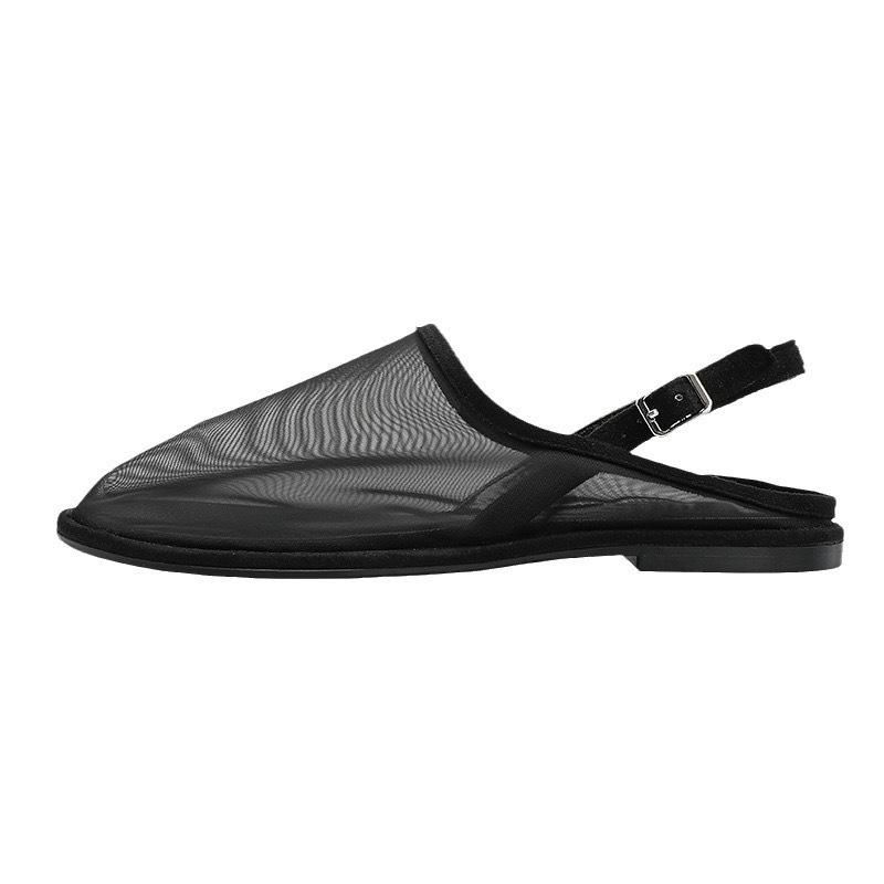 Casual Mesh Sandals Women Mules Elegant Square Closed Toe Flat Slippers Female Shoes Female Sandales Designer Slides Women