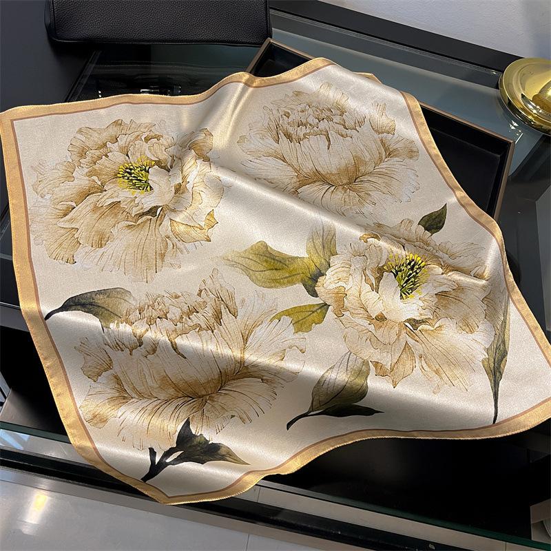 New 100% Natural Real Silk Scarf Women Bandana Square Scarves Wrap Kerchief Mulberry Fashion Luxury High Quality Hijab For Lady