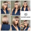 ALAN EATON Ombre Блондинка Коричневый Прямой Боб Парик Короткие синтетические парики с челкой Натуральные повседневные искусственные волосы для женщин Термостойкие
