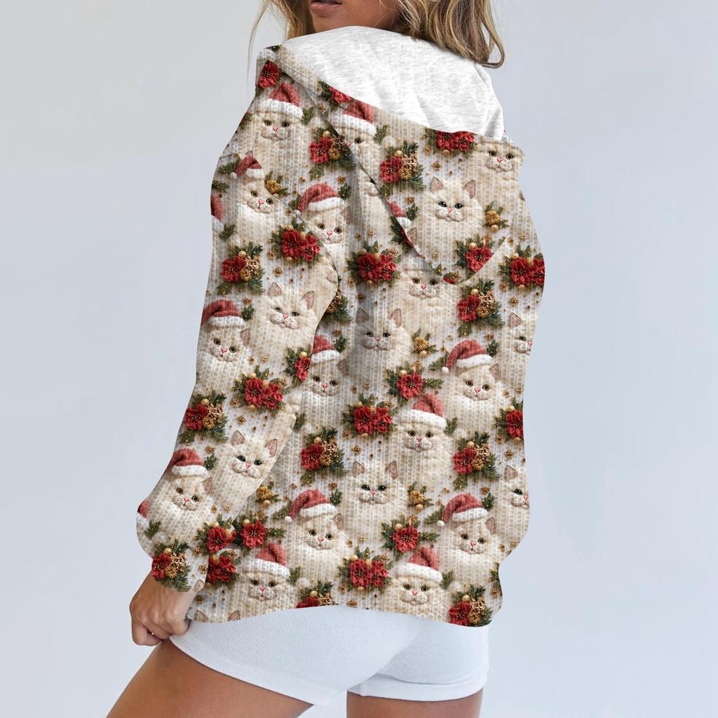 Женская модная куртка, повседневный кардиган с капюшоном и длинными рукавами с принтом, толстовки