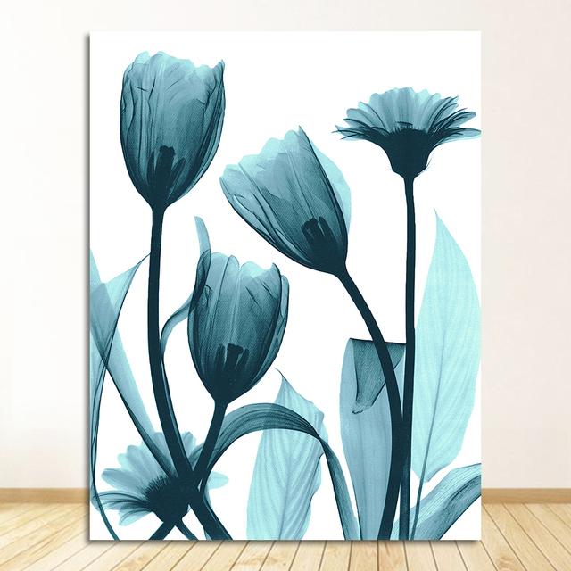 Плакат Синий Цветочный Настенный Художественный Принт для Винтажной Гостиной Декоративные Настенные Панно Скандинавский Холст Картины Цветы