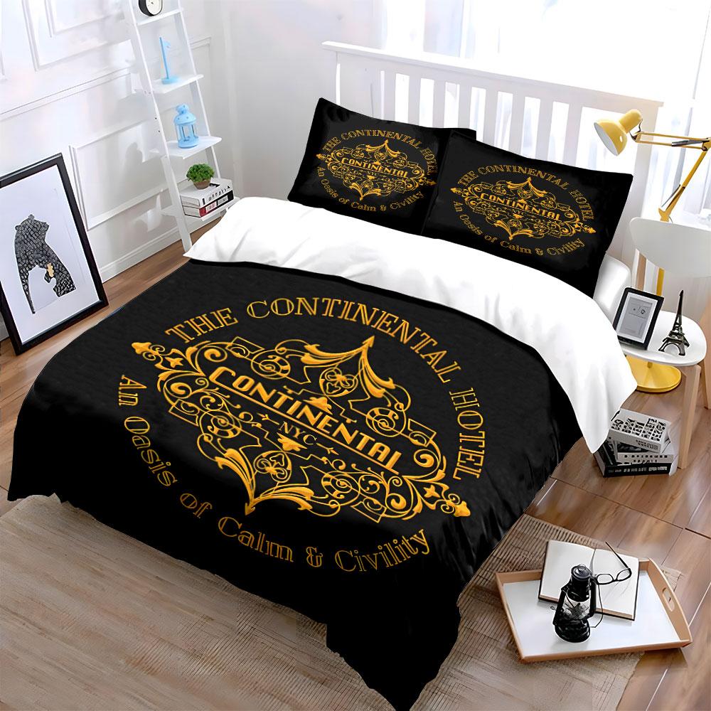 Continental Hotel Art Pattern Bedding Duvet Cover Set Duvet Cover Pillowcases  (1*Duvet Cover 2*Pillowcases, without duvet insert)