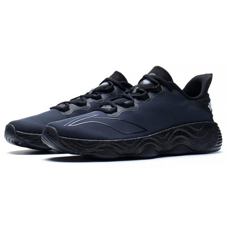Li Ning Wujie 3 Тканевая Амортизация Скользкая Устойчивая к Истиранию Низкие Повседневные Кроссовки Мужские Черные AFVS003-8