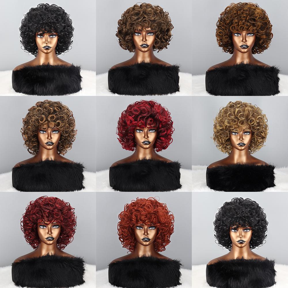 LISI HAIR Афро-кудрявые вьющиеся парики с челкой, синтетические парики для натуральных волос, серебристо-серый парик, косплей, термостойкое волокно, пушистый парик