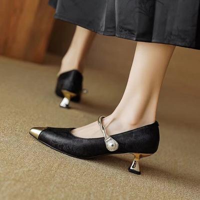 Модные босоножки на среднем каблуке для женщин, новинка, горячая распродажа, летняя женская обувь с одной пряжкой, женские босоножки на тонком каблуке Baotou