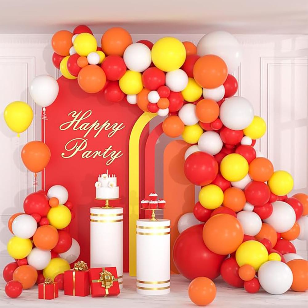 Orange Balloons Garland Red Yellow Balloon Arch Kit Firefighter Theme Birthday Party Firefighter Fire Truck Wedding Decoration