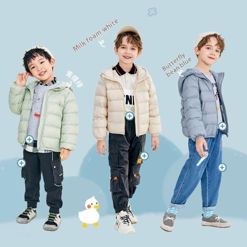 Детская легкая пуховая куртка на осень и зиму Детская куртка Новая для мальчиков и девочек Большая куртка с капюшоном Белый утиный пух Куртка