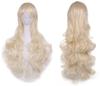 Pumpkin Parade Wig Set Long Curly Wavy Hair Full Stand Included White Gold 3-piece