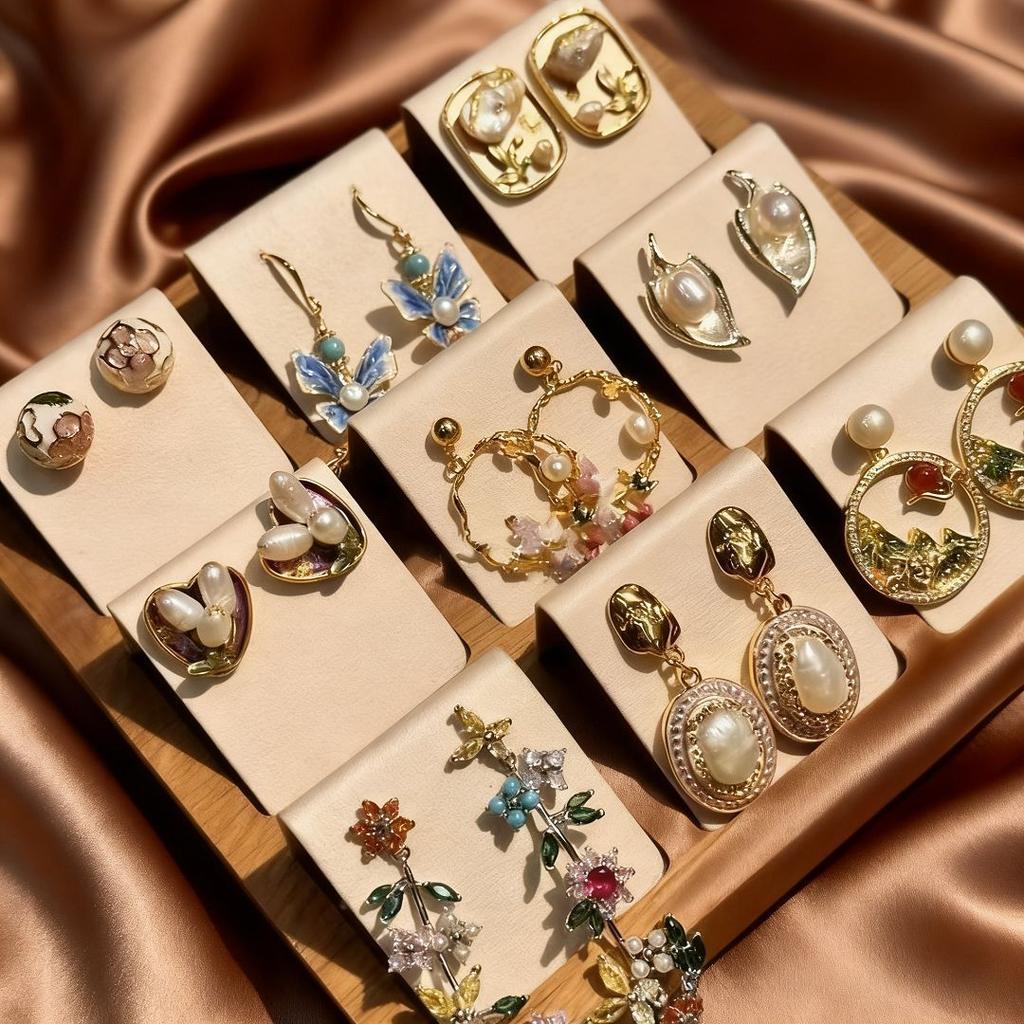 Silver Needle Monet Garden Drip Earrings French Court Style Exquisite Stud Earrings Design Sense Niche Light Luxury Earrings