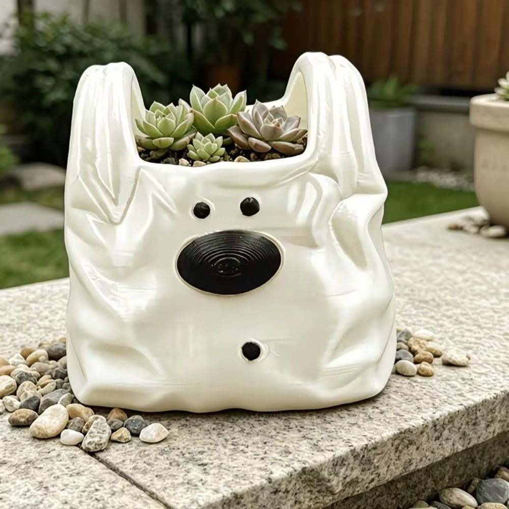 Handbag Style Ceramic Storage Box Puppy Shaped Desktop Pen Holder Desktop Organizer