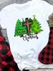 (Азиатский размер) дерево милый стиль письма Женская праздничная футболка с принтом топ фестиваль С Рождеством Христовым Новый год повседневная женская футболка с коротким рукавом модные графические футболки