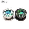 Alisouy 2 шт., ретро нержавеющая сталь, опал, полые цветы, ушные туннели, заглушки, расширитель, носилки, калибры, серьги, ювелирные изделия для пирсинга