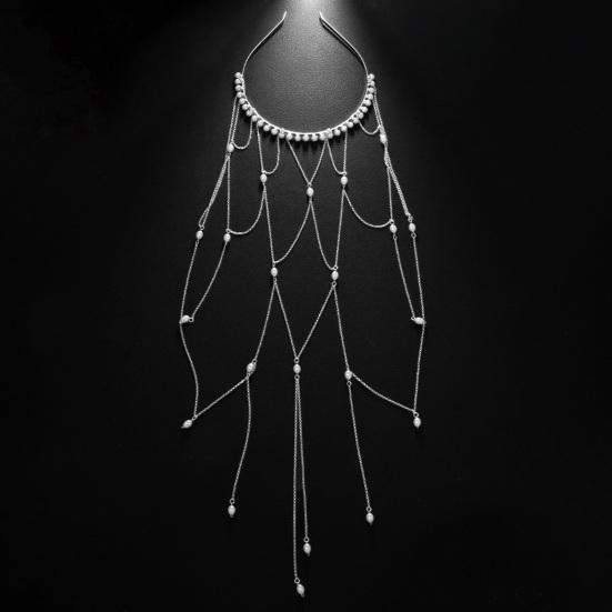 Женская повязка на голову с искусственным жемчугом, кисточкой, дизайном капель, свадебный обруч для волос, аксессуары для волос на дни рождения и вечеринки