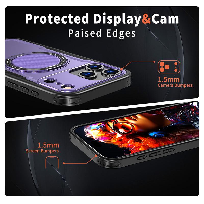 Магнитный держатель Ударопрочный чехол для телефона для iPhone 17 Pro Max, Совместим с моделями iPhone 17/16/15/14/13