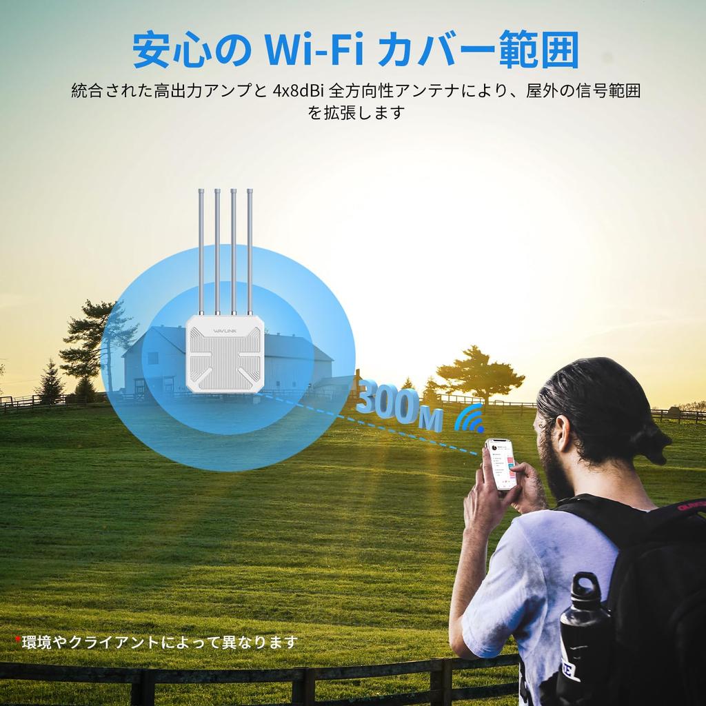 WAVLINK WiFi6 Outdoor Access Dual Band AX3000 Long Range Outdoor WiFi Mesh Extender with High Gain Weatherproof Booster Amplifier Point, 2.4G+5G