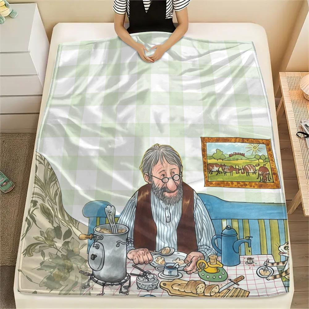 Pettson and Findus2 Flannel Blanket, High quality Comfortable for All Seasons, Home Decor, Warmth and Comfort