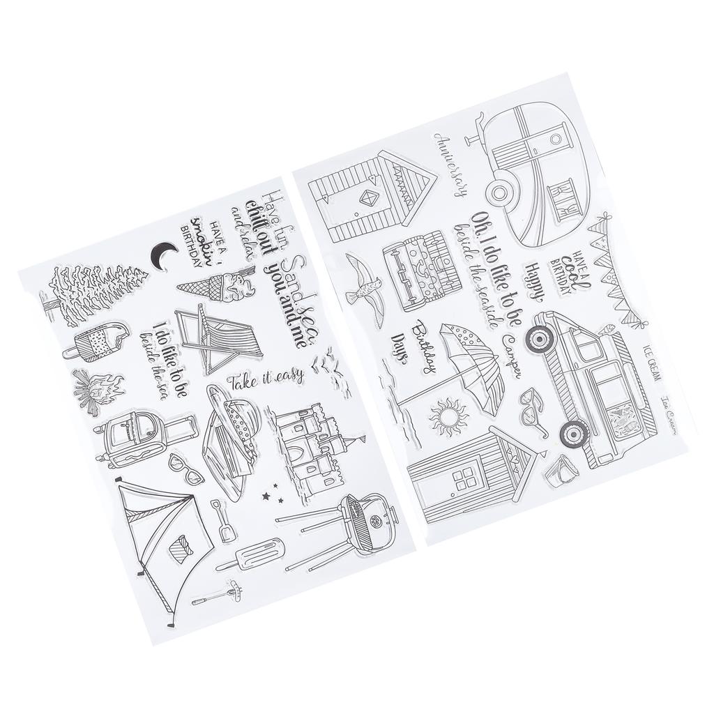 2 шт. прозрачная печать штамп летняя поездка замок автомобиль палатка для изготовления открыток скрапбукинг