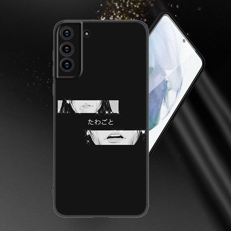 Грустный японский аниме эстетический чехол для телефона Samsung Galaxy S20 S21 FE S22 Ultra S10 Lite S10E S9 S8 Plus S7 Edge черный чехол