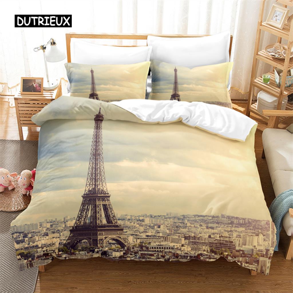Постельное белье Love Paris Комплект Пододеяльник Комплект 3d Постельное белье Цифровая печать Постельное белье Размер Квин Комплект постельного белья Модный дизайн