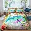 Комплект постельного белья Dragonfly King Size с разноцветными крыльями для детей и подростков, для взрослых, тема диких животных, 2/3 шт., пододеяльник