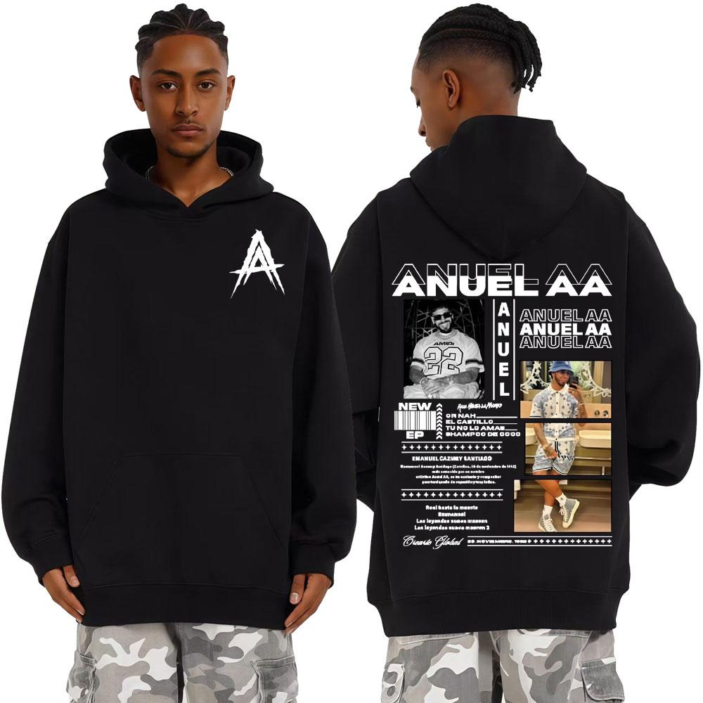 Худи свитшоты свитшоты с капюшоном для мужчин и женщин Rapper Anuel AA Real Hasta La Muerte World Tour Мода Хип-Хоп Поп-музыка Флис Повседневные Пуловеры