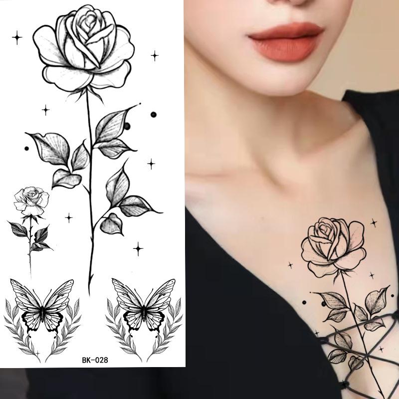 Dark Butterfly Sexy Waterproof Temporary Tattoo Sticker India Women Back Waist Flash Tatoo Girl Body Art Fake Tattoos Realistic