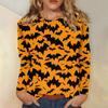 Women's Fashion Casual Halloween Printed Round Neck Long Sleeve Pullover Top