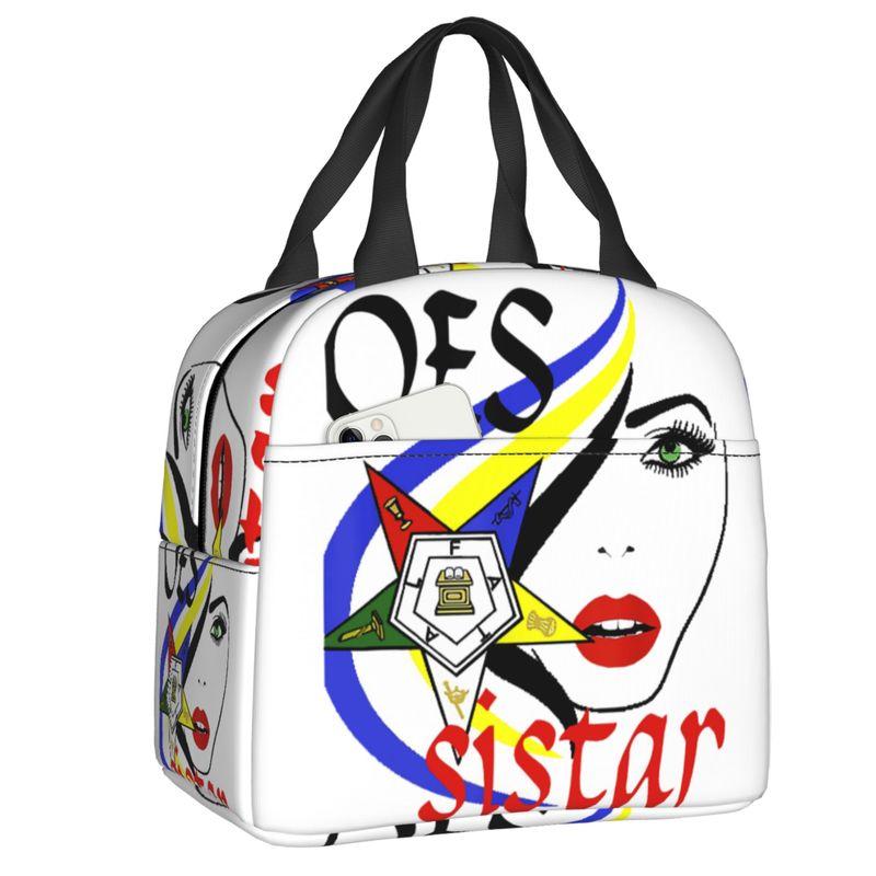 Custom OES Order Of The Eastern Star Thermal Insulated Lunch Bags Woman Portable Lunch Container for Work School Travel Food Box