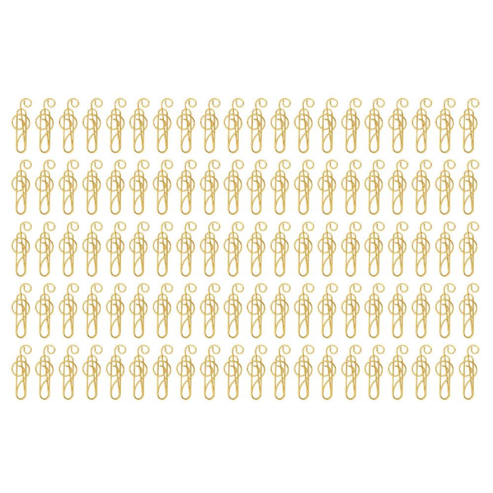100 Pcs Gold/ Green Fancy Paperclips Music Note Shape Small Paper Clips Cute Paper Clips  Notebook