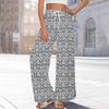 Women's Printed Wide Leg Pants With Pockets High Waist Drawstring Loose Casual Pants