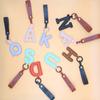 A To Z Pu Leather Initial Letter Keychain For Women Candy Color Simple Bag Phone Pendant Car Key Ring Jewelry Gifts