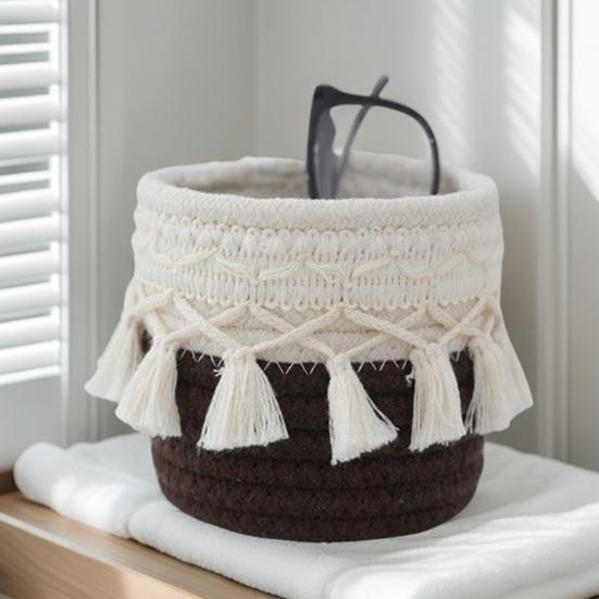 Корзина для хранения, органайзер для кистей для макияжа с кисточками, многоцелевая плетеная корзина для хранения большой емкости