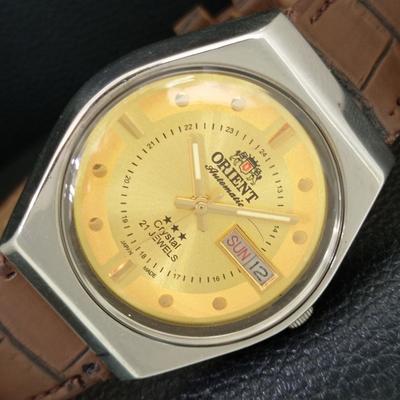 АВТОМАТИЧЕСКИЕ 46961 ВИНТАЖНЫЕ ORIENT CRYSTAL ЯПОНИЯ МУЖСКИЕ ЗОЛОТОЙ ЦИФЕРБЛАТ ЧАСЫ a707771-1