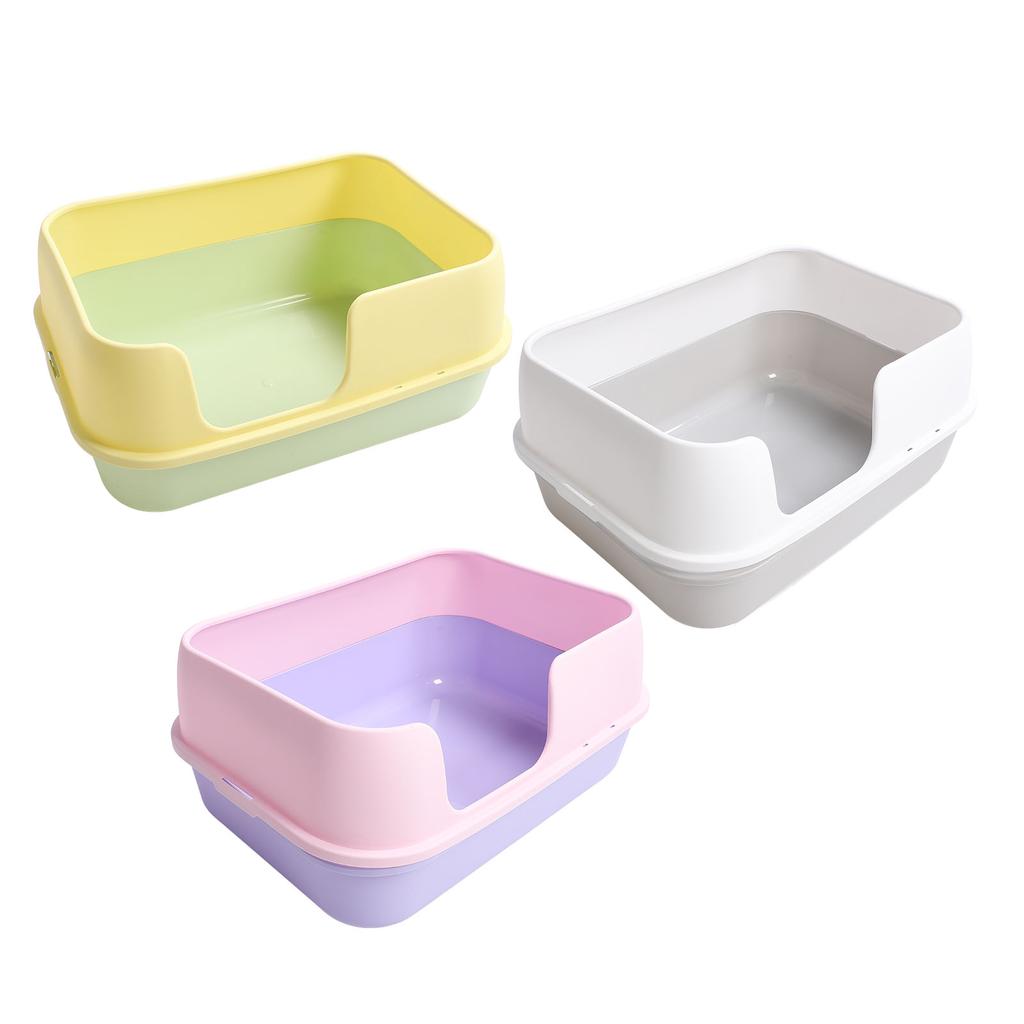 Cat Litter Box Extra Large Semi Enclosed Splash Proof Safe Removable Kitty Litter Pan with Scoop