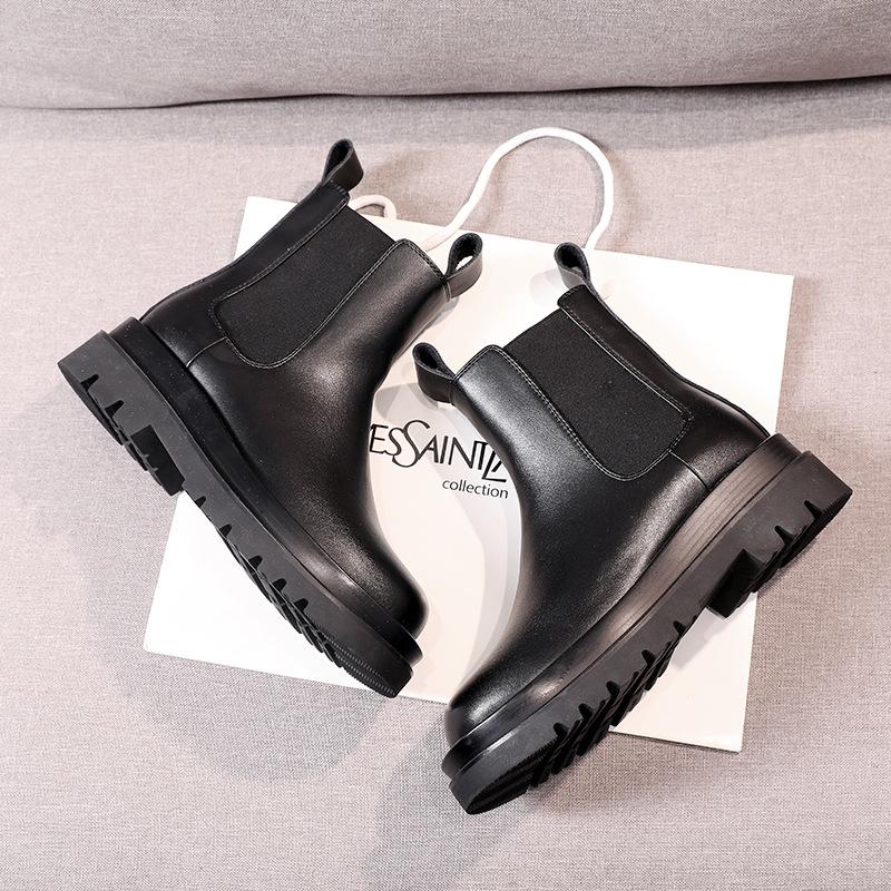 Обработка на заказ женские ботинки Martin из кожи 2025 года, новые ботинки Chelsea на платформе с сигаретной трубкой, короткие женские ботинки