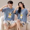 Summer Cartoon Couple Pajama Set: Short-Sleeve, Loose, Breathable Home Wear for Men & Women