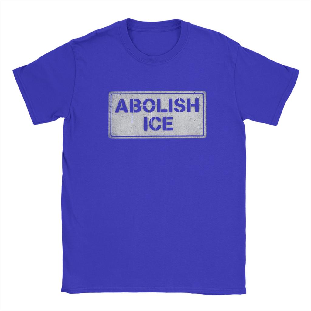 Abolish ICE Political Protest Sign TShirt for Unisex Vintage Cotton Tee Shirt Crewneck Short Sleeve T Shirt Gift Clothes